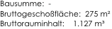 

Bausumme:  - 
Bruttogeschoßfläche:  275 m² 
Bruttorauminhalt:    1.127 m³
                                     