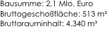 

Bausumme: 2,1 MIo. Euro
Bruttogeschoßfläche: 513 m² 
Bruttorauminhalt: 4.340 m³
                                                                    